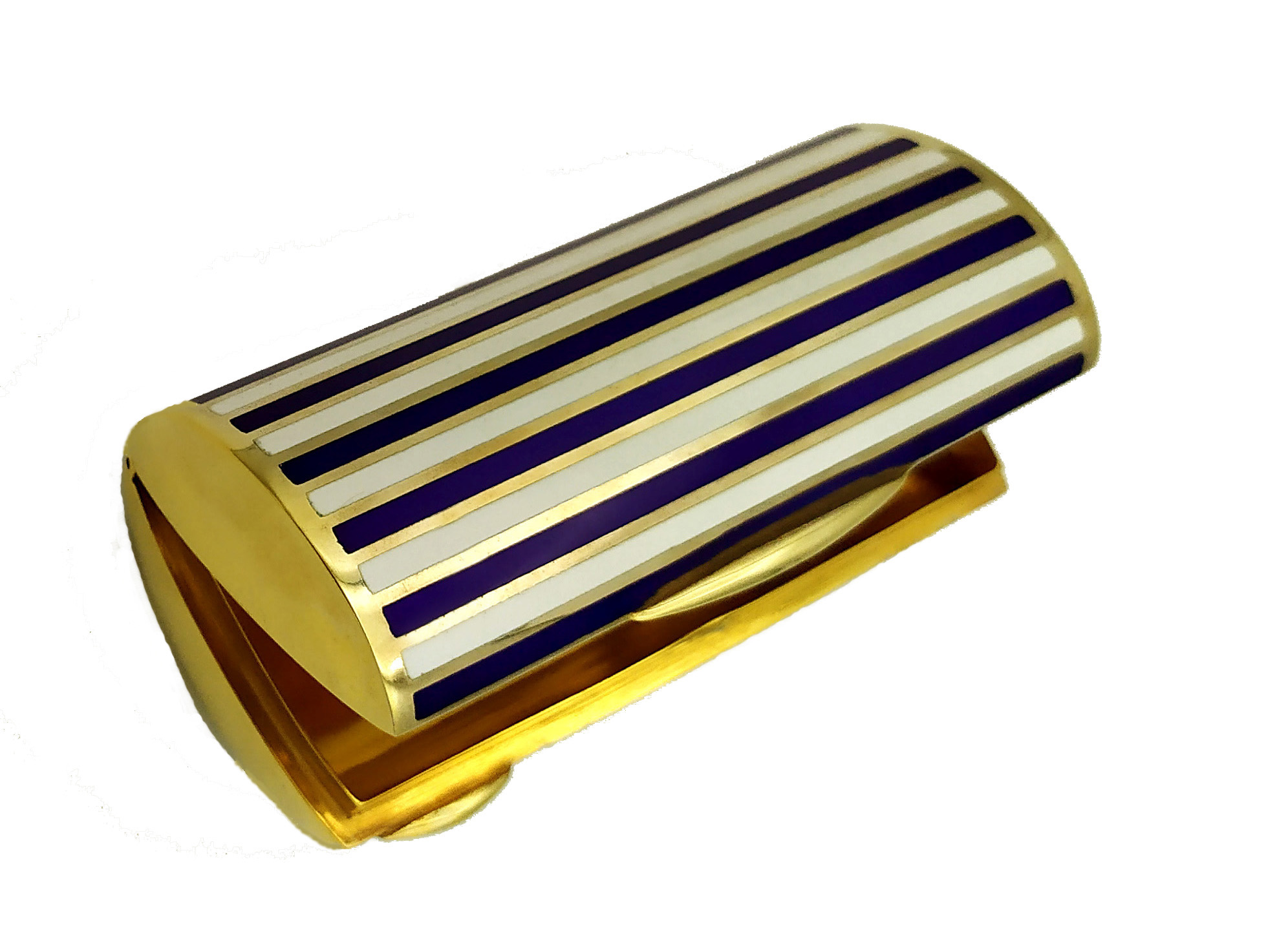 Cigarette Case Two-Color Enamel Stripes Blue and White 4 Cigarette Case Two-Color Enamel Stripes Blue and White - Image 2