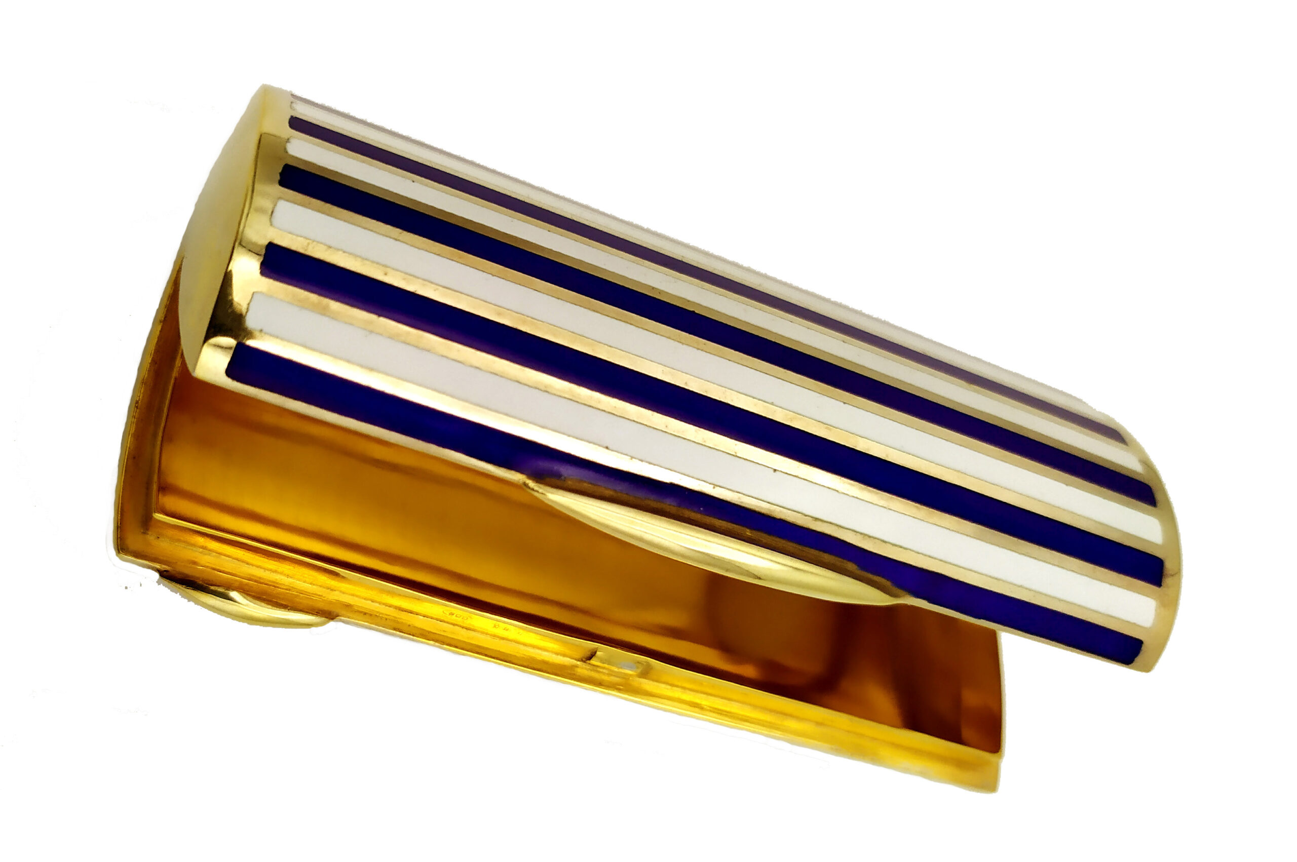 Cigarette Case Two-Color Enamel Stripes Blue and White 5 Cigarette Case Two-Color Enamel Stripes Blue and White - Image 3