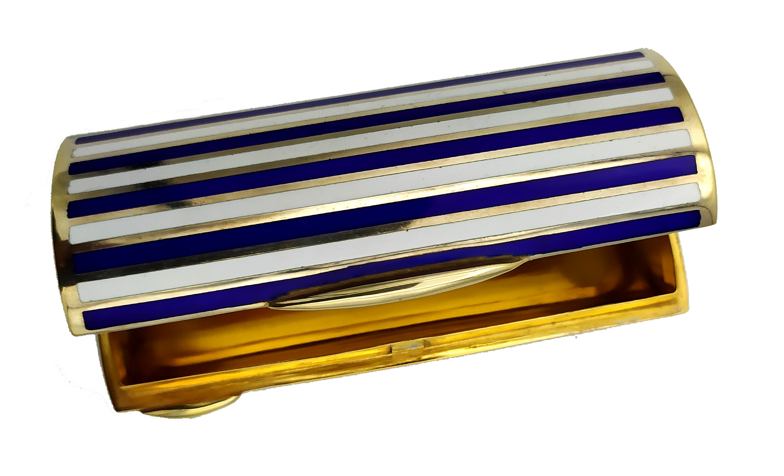 Cigarette Case Two-Color Enamel Stripes Blue and White 6 Cigarette Case Two-Color Enamel Stripes Blue and White - Image 4