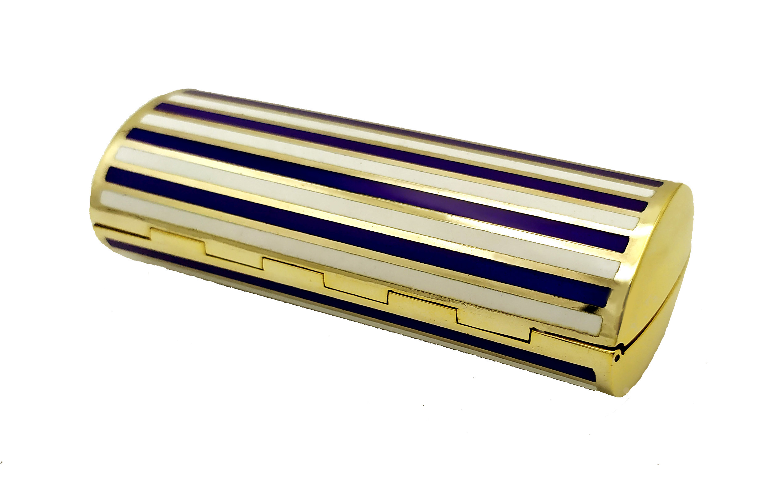 Cigarette Case Two-Color Enamel Stripes Blue and White 9 Cigarette Case Two-Color Enamel Stripes Blue and White - Image 7