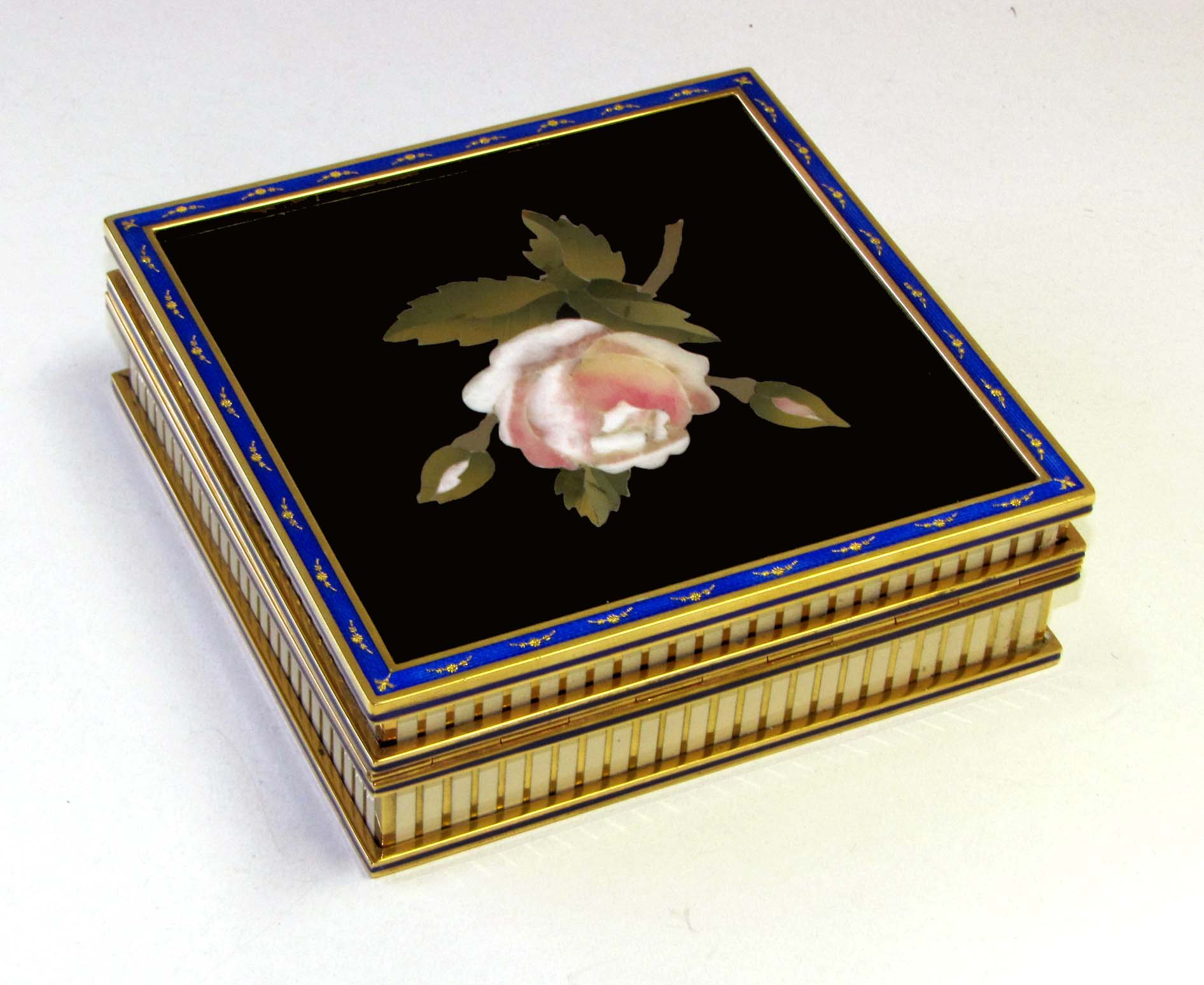 SOLD - Box with Rose fine Mosaic in Semiprecious Stones, Sterling Silver Salimbeni 5 SOLD - Box with Rose fine Mosaic in Semiprecious Stones, Sterling Silver Salimbeni - Image 3