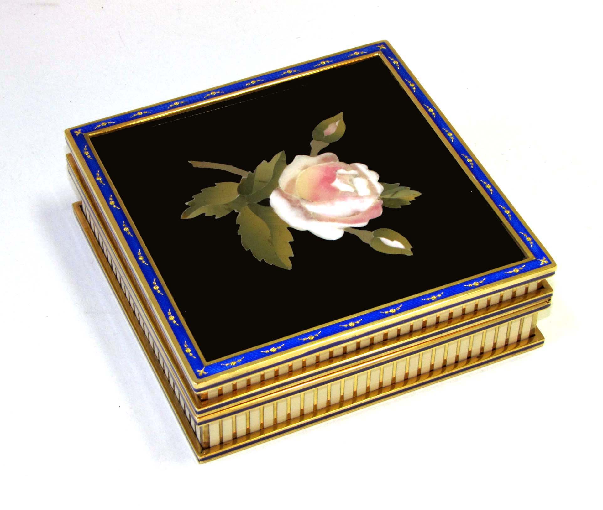 SOLD - Box with Rose fine Mosaic in Semiprecious Stones, Sterling Silver Salimbeni 6 SOLD - Box with Rose fine Mosaic in Semiprecious Stones, Sterling Silver Salimbeni - Image 4