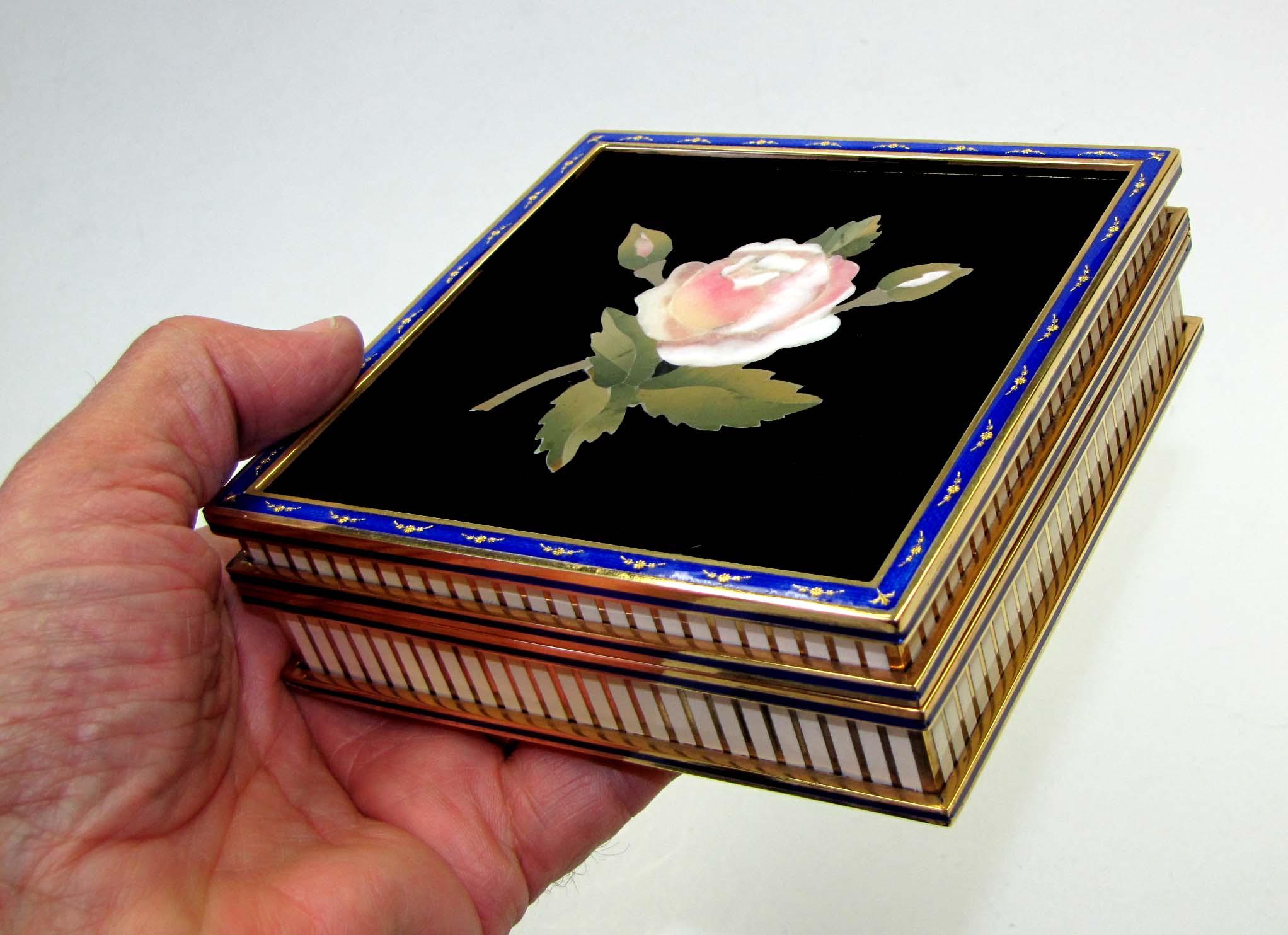 SOLD - Box with Rose fine Mosaic in Semiprecious Stones, Sterling Silver Salimbeni 10 SOLD - Box with Rose fine Mosaic in Semiprecious Stones, Sterling Silver Salimbeni - Image 8