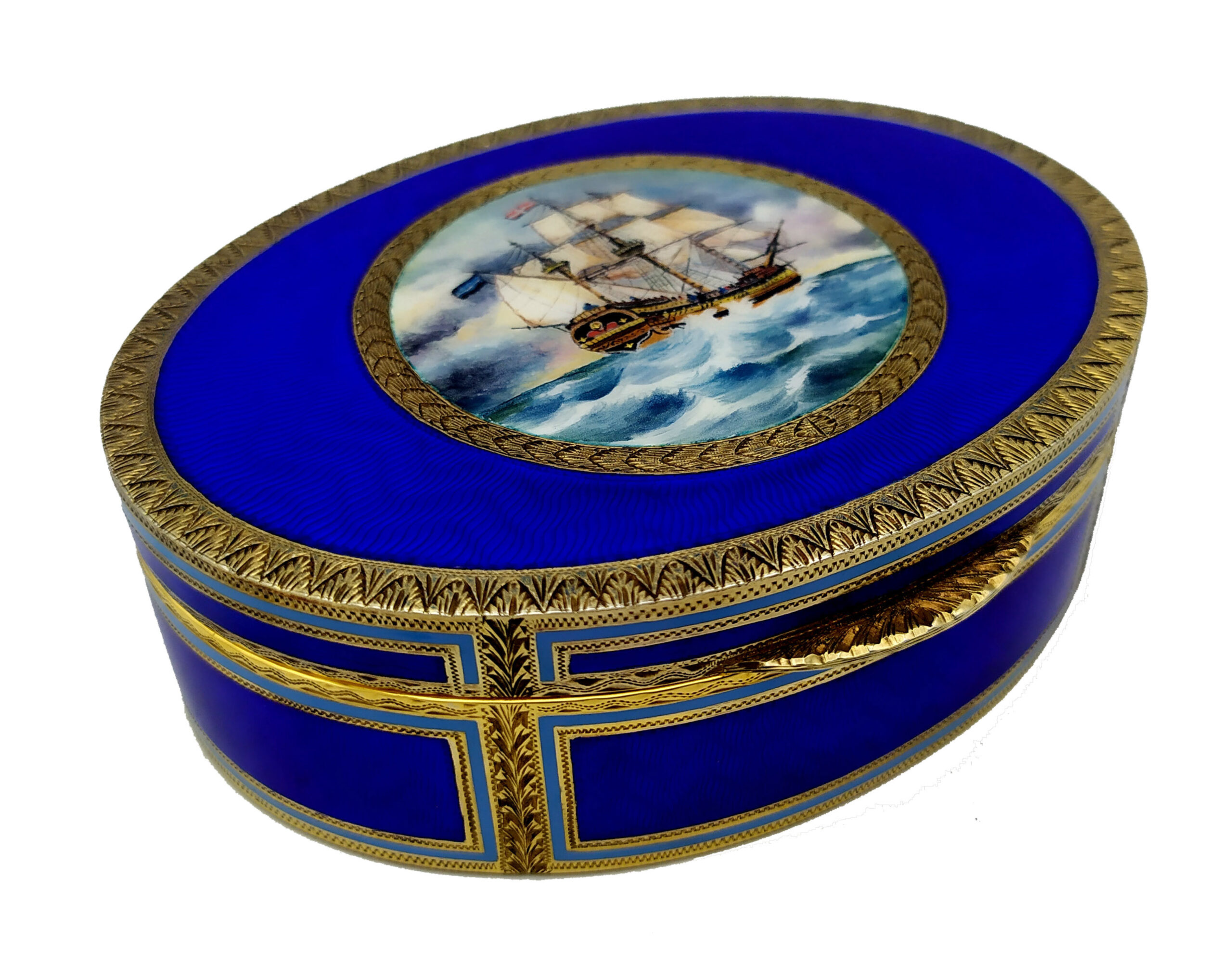 Table Box with Fine Hand-Engraving and Sailboat Miniature Salimbeni 6 Table Box with Fine Hand-Engraving and Sailboat Miniature Salimbeni - Image 4