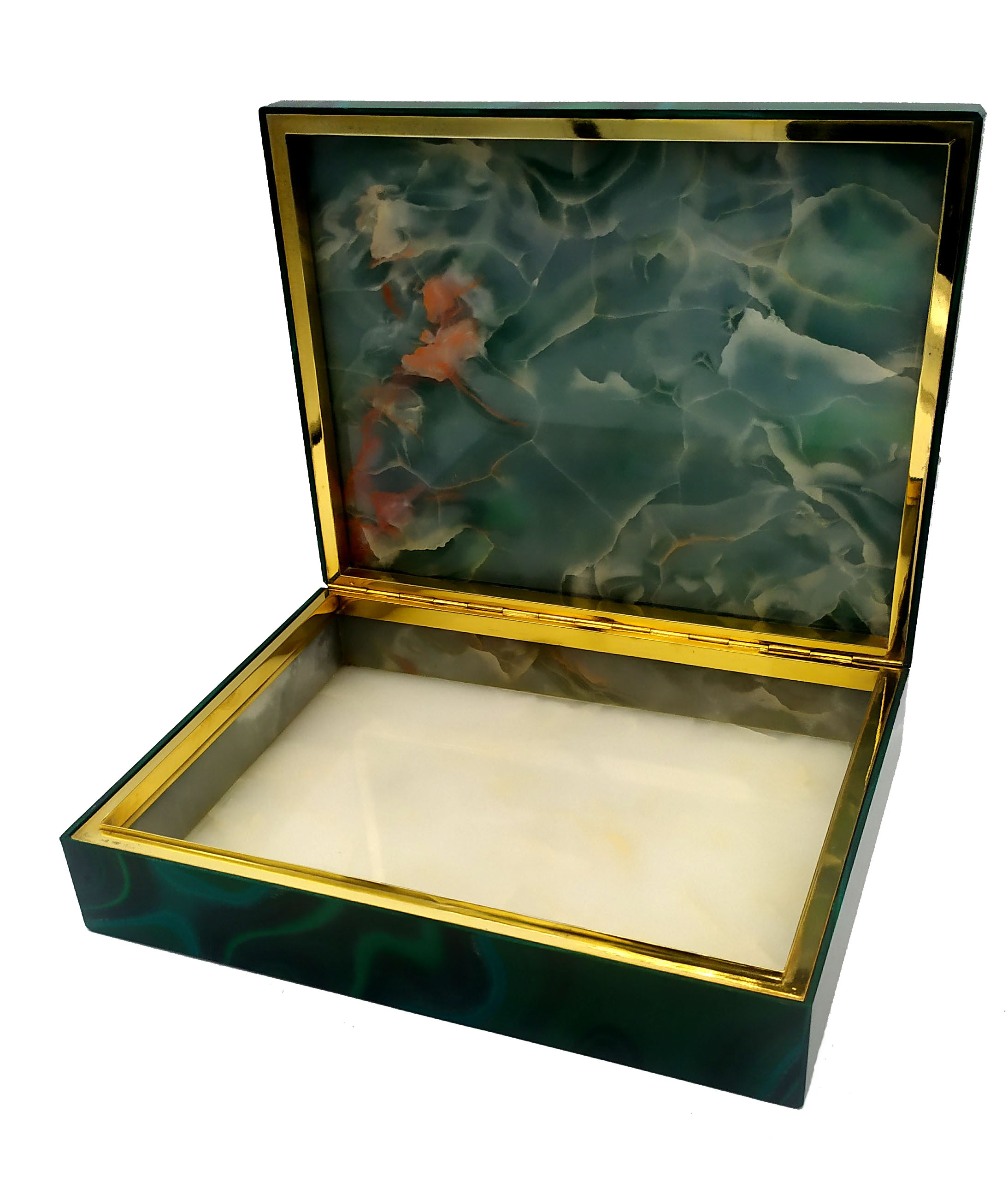 Table Box Malachite with Hinged Sterling Silver Salimbeni 10 Table Box Malachite with Hinged Sterling Silver Salimbeni - Image 8