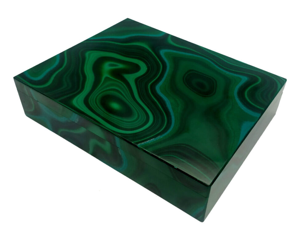Table Box Malachite with Hinged Sterling Silver Salimbeni 4 Table Box Malachite with Hinged Sterling Silver Salimbeni - Image 2
