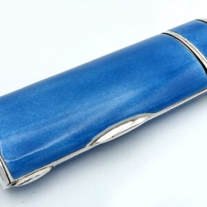 Cigarette case with pill holder light blue fired enamel sterling silver Salimbeni